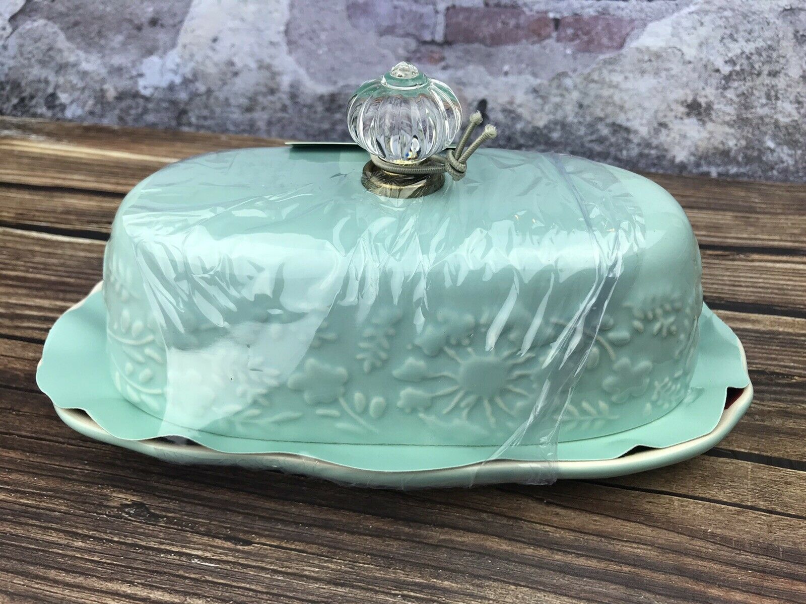 New Pioneer Woman Teal Kari Butter Dish Stoneware Butter Dishes
