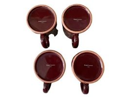 4pc Ralph Lauren Stoneware Burgundy Coffee Mug Cup Lot Made in Italy Set image 7