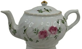 Vintage Arthur Wood Teapot Staffordshire England Rose Ivy 6426 Gold Trim - $39.59
