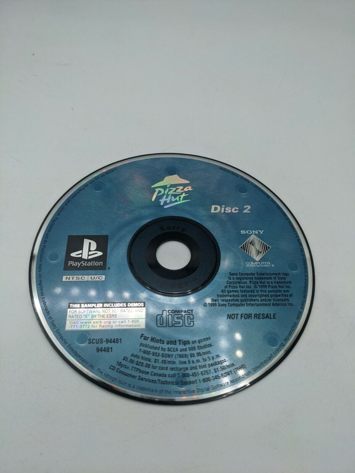 Pizza Hut Original PlayStation (PS1) Pizza-Powered Demo Disc 2 - (Disc ...