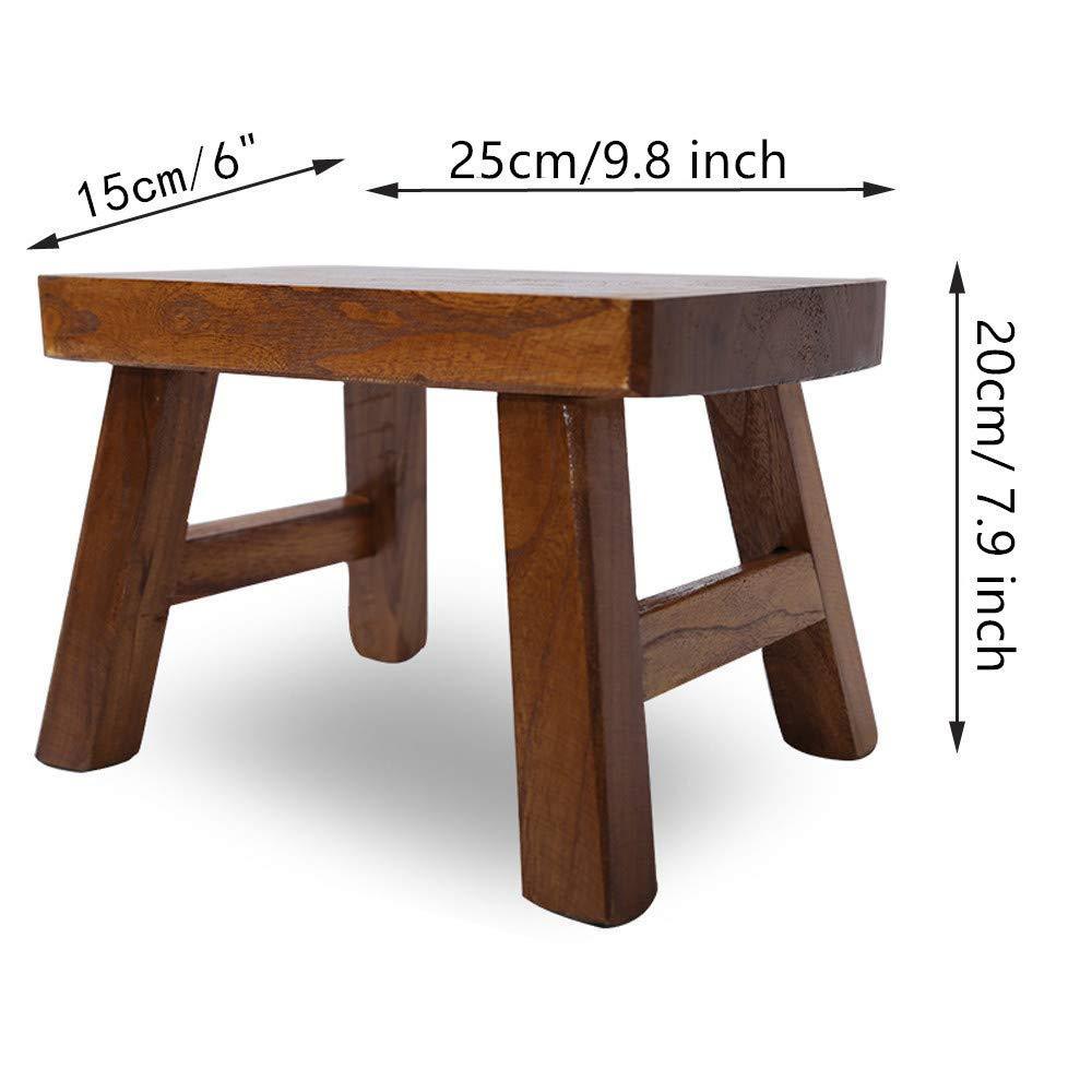 Golden Sun Solid Wood Small Stool Step Foot Stool Waterproof (7.9