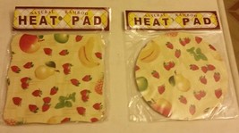SET of 2 Natural Bamboo Heat Pads, FRUITS, square &amp; round - $12.86