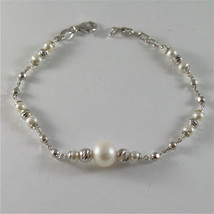 925 SILVER BRACELET WITH 8 MM ROUND FW PEARL AND FACETED BALLS image 1