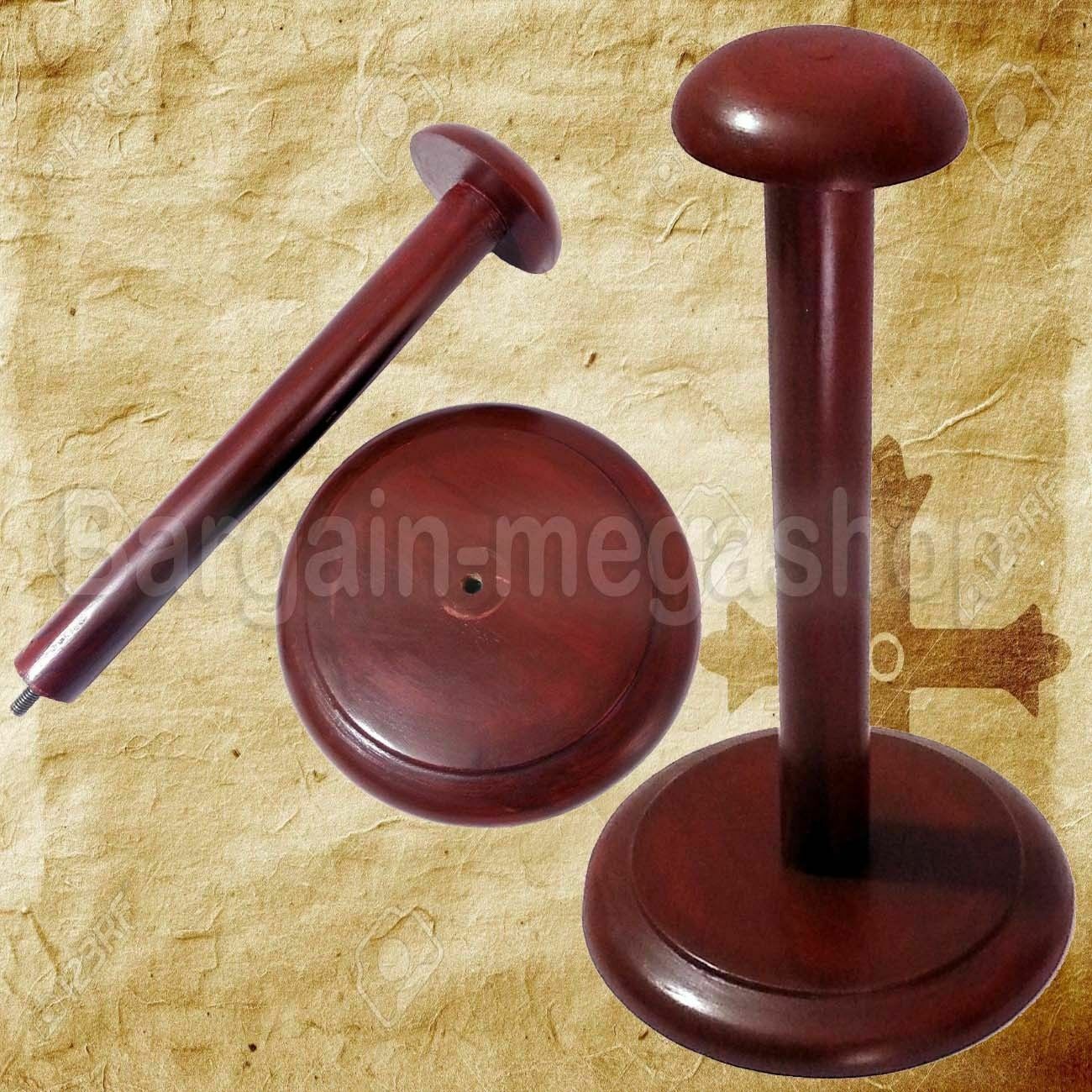 Wooden Helmet Stand Display Stand for Medieval Helmet Foldable Red Stand Armor 