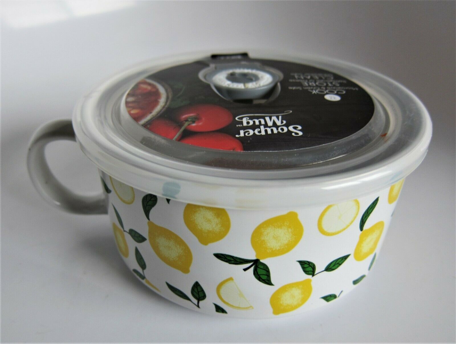 Microwave Stoneware Soup Lunch Bowl Souper Mug Lemons Boston Warehouse
