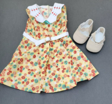 American Girl Doll Kit Floral Print Yellow Dress Outfit W/ Shoes - $46.37