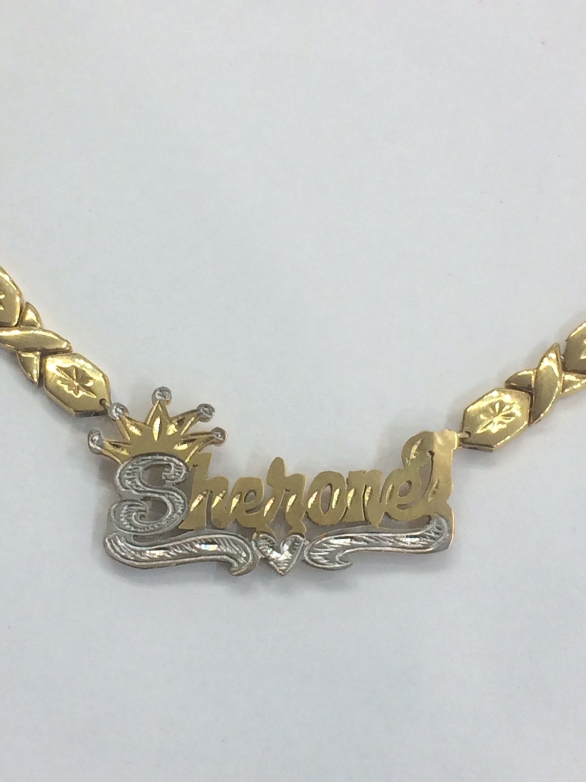 14k Gold Overlay Double Name Plate Necklace xoxo chain 3D Personalized