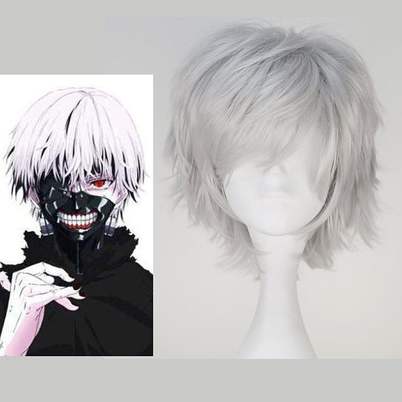 Cosplay Wigs Tokyo Ghoul Ken Kaneki Silver Anime Cosplay Wigs 12 inch