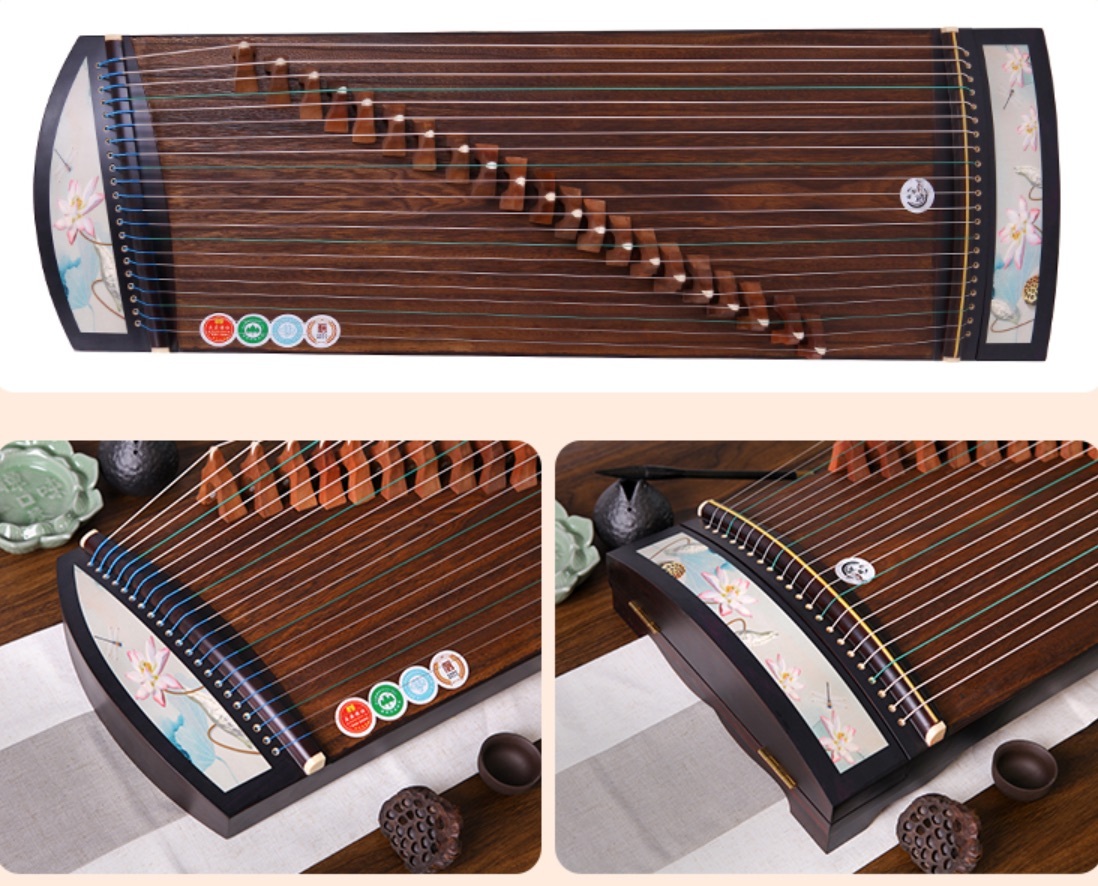 Small Guzheng 1M Portable Guzheng 21 Strings Moonlight map of lotus