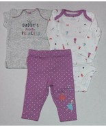 Carter&#39;s 3 Piece Set For Girls Daddy&#39;s Princess Size Newborn 3 9 or 12 M... - $15.00