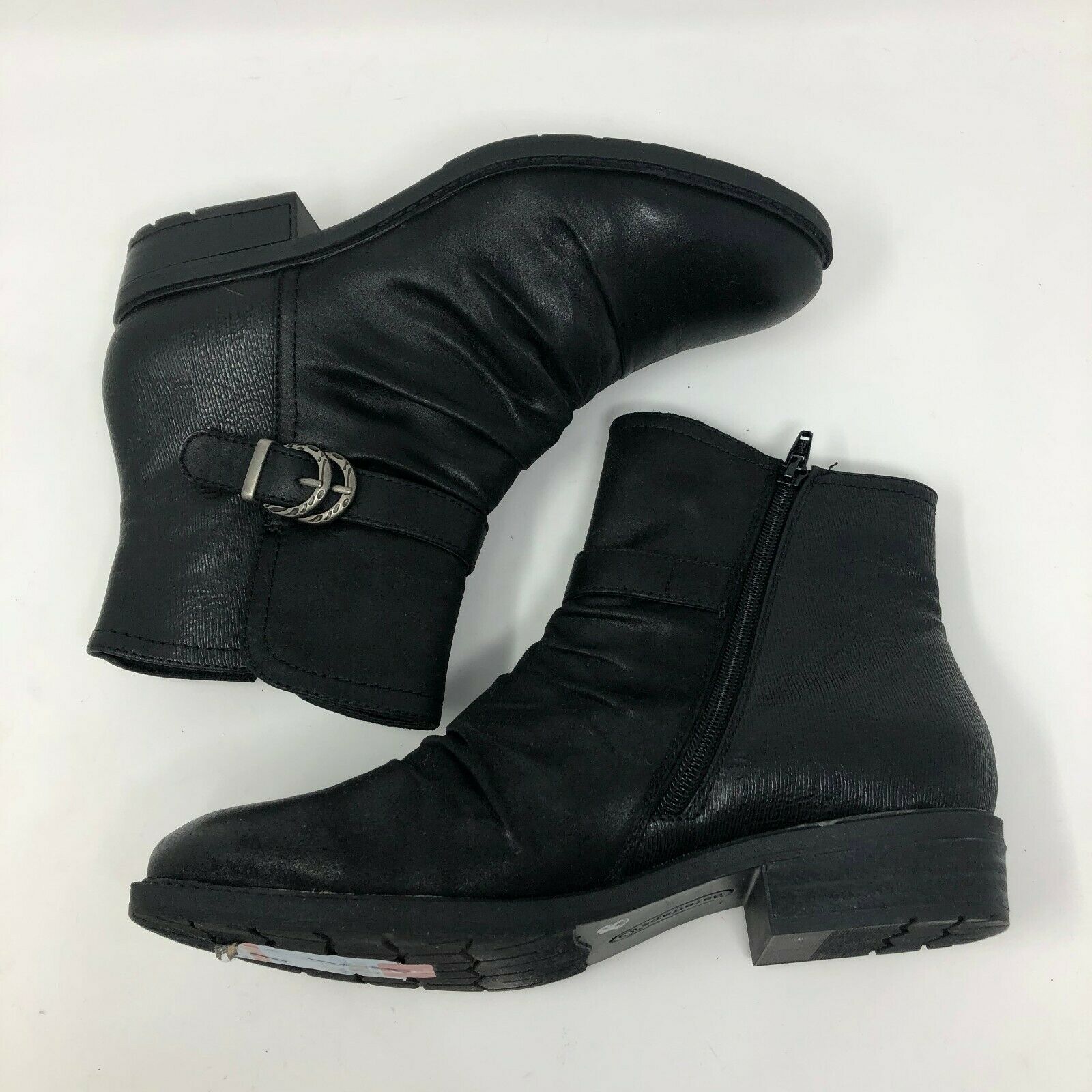 Bare Traps Ankle Boots 9M Black Round Toe Zip Side YSIDORA Faux Leather ...