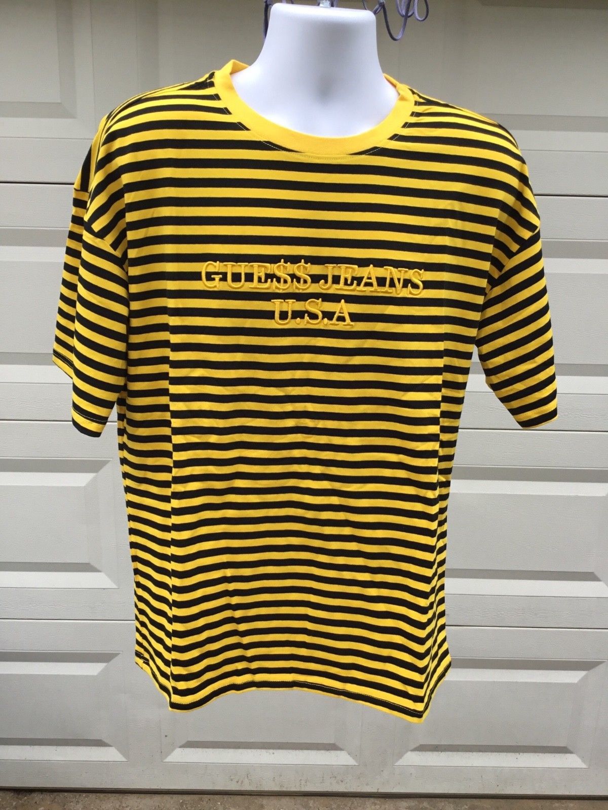 Guess USA Black and Yellow striped T shirt men’s XL NWT - T-Shirts