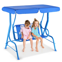 Outdoor Kids Patio Swing Bench with Canopy 2 Seats image 3
