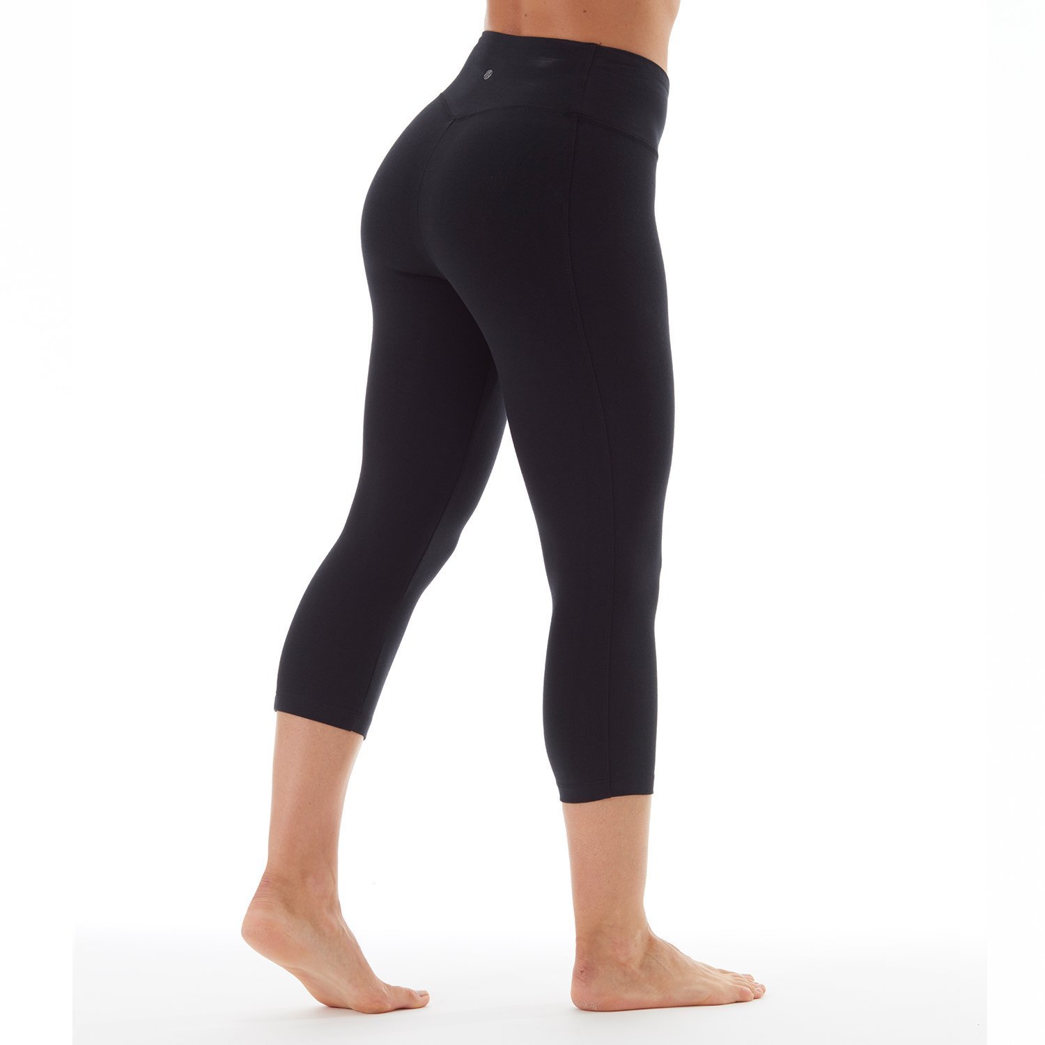 Bally Total Fitness Womens High Rise Tummy Control Capri Legging Black