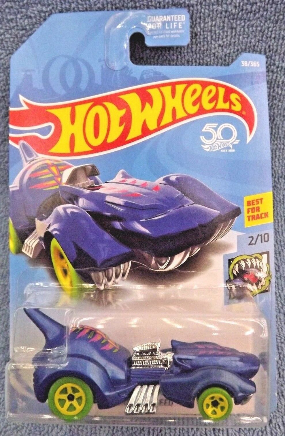 2018 Hot Wheels #38 Street Beasts 2/10 PURRFECT SPEED Blue w/GreenWhl