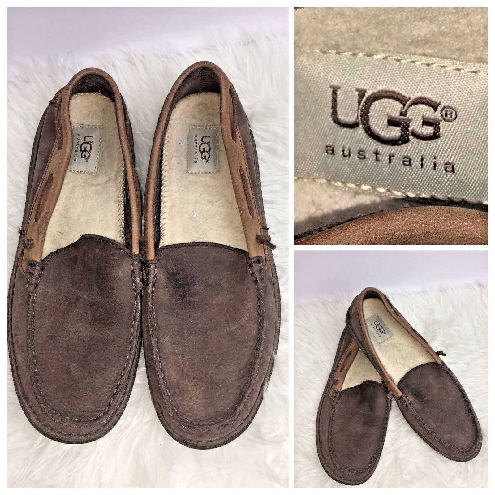 UGG Australia Mens Size 9 Loafers Slip Ons Brown Suede Casual