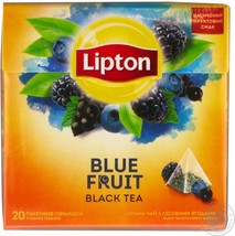 Lipton Black Tea: Blue Fruit-1 box/ 20 tea bags -FREE SHIPPING DaMaGeD - $7.58