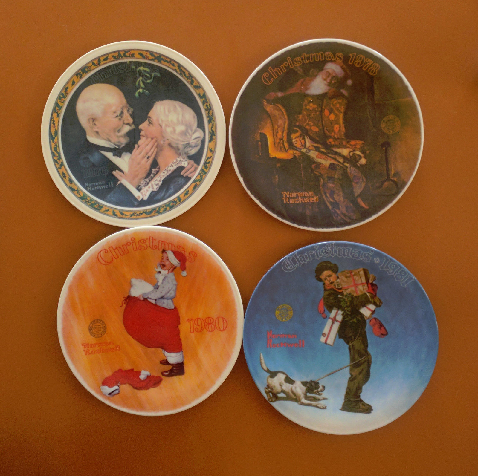 Norman Rockwell Christmas Collector Plates Set of 4 Collector Plates