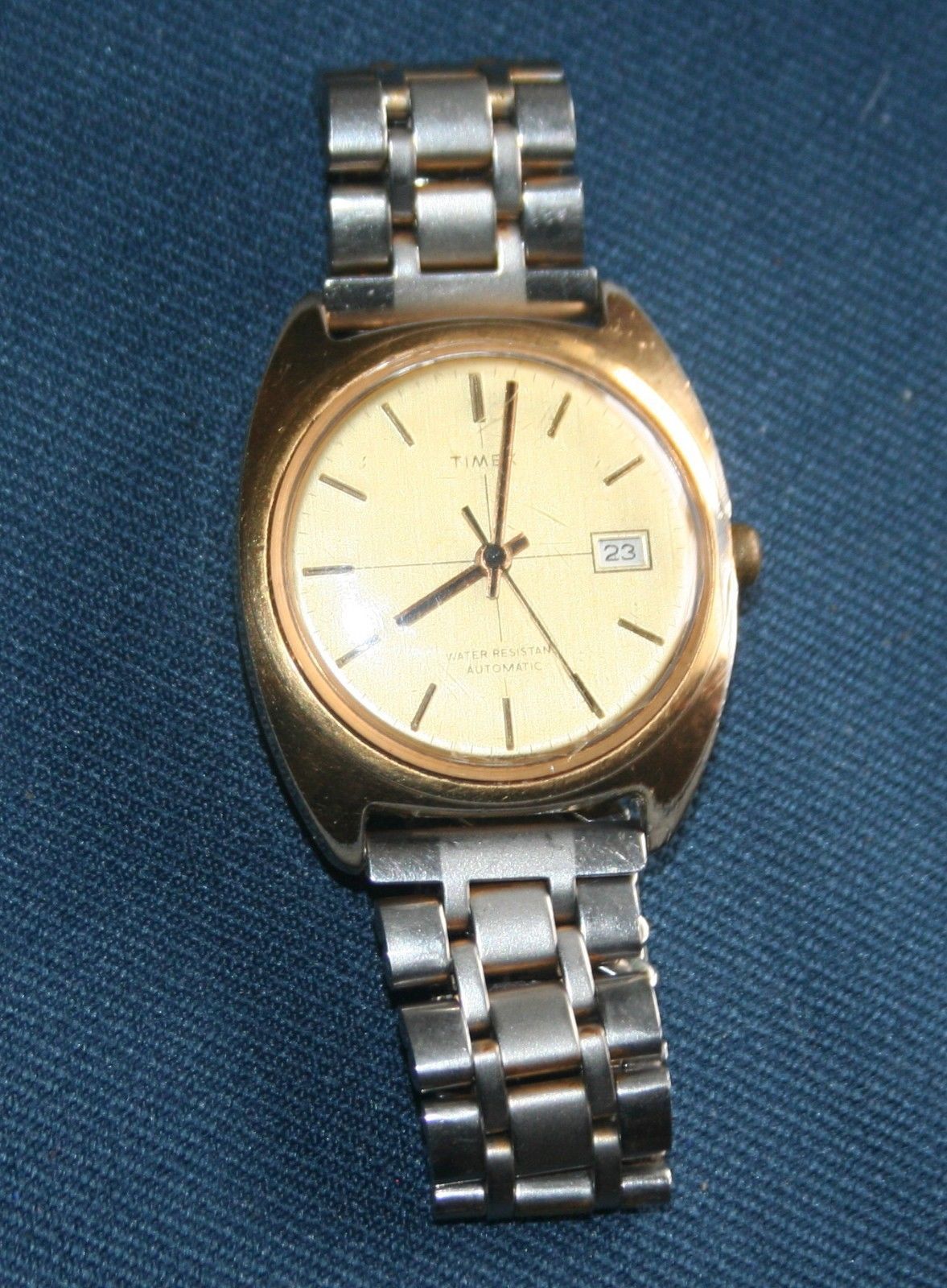 VTG Mens 1976 TIMEX Gold Tone Automatic Self-Wind Watch w Date Water ...