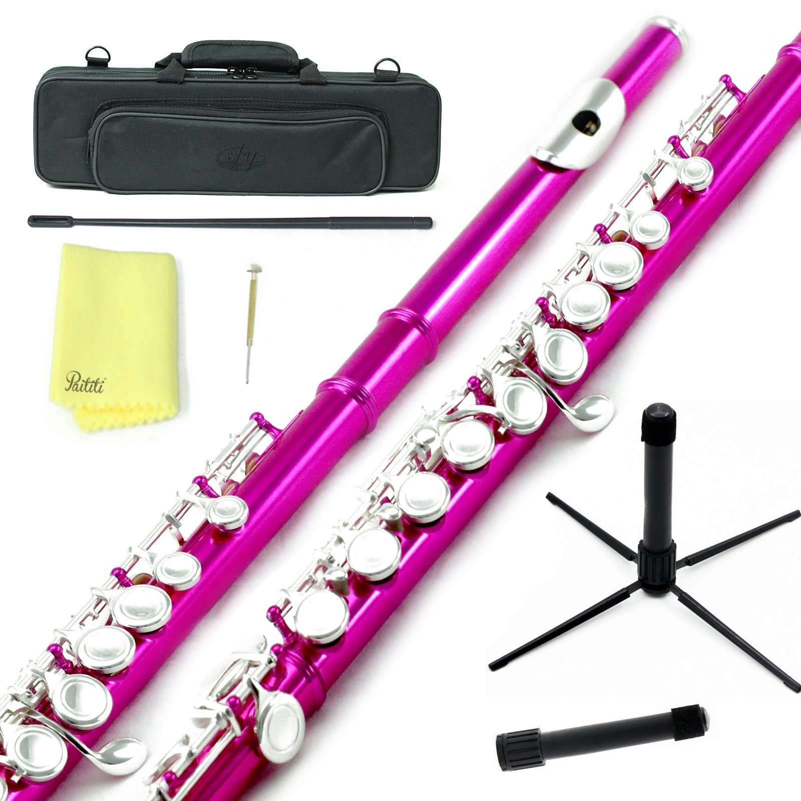 Sky C Flute with Lightweight Case, Cleaning Rod, Cloth, Joint Grease