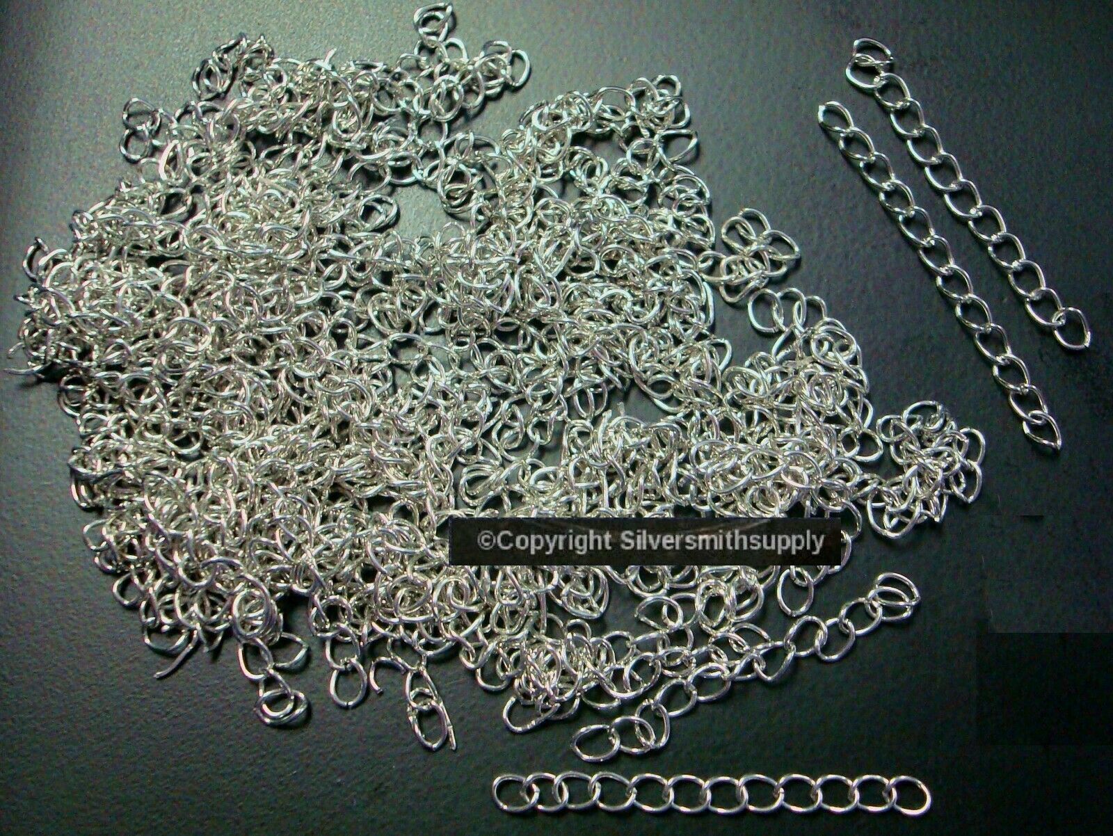 100 White Gold plated 2 twist cable link 5mm necklace extenders 14ft CH102