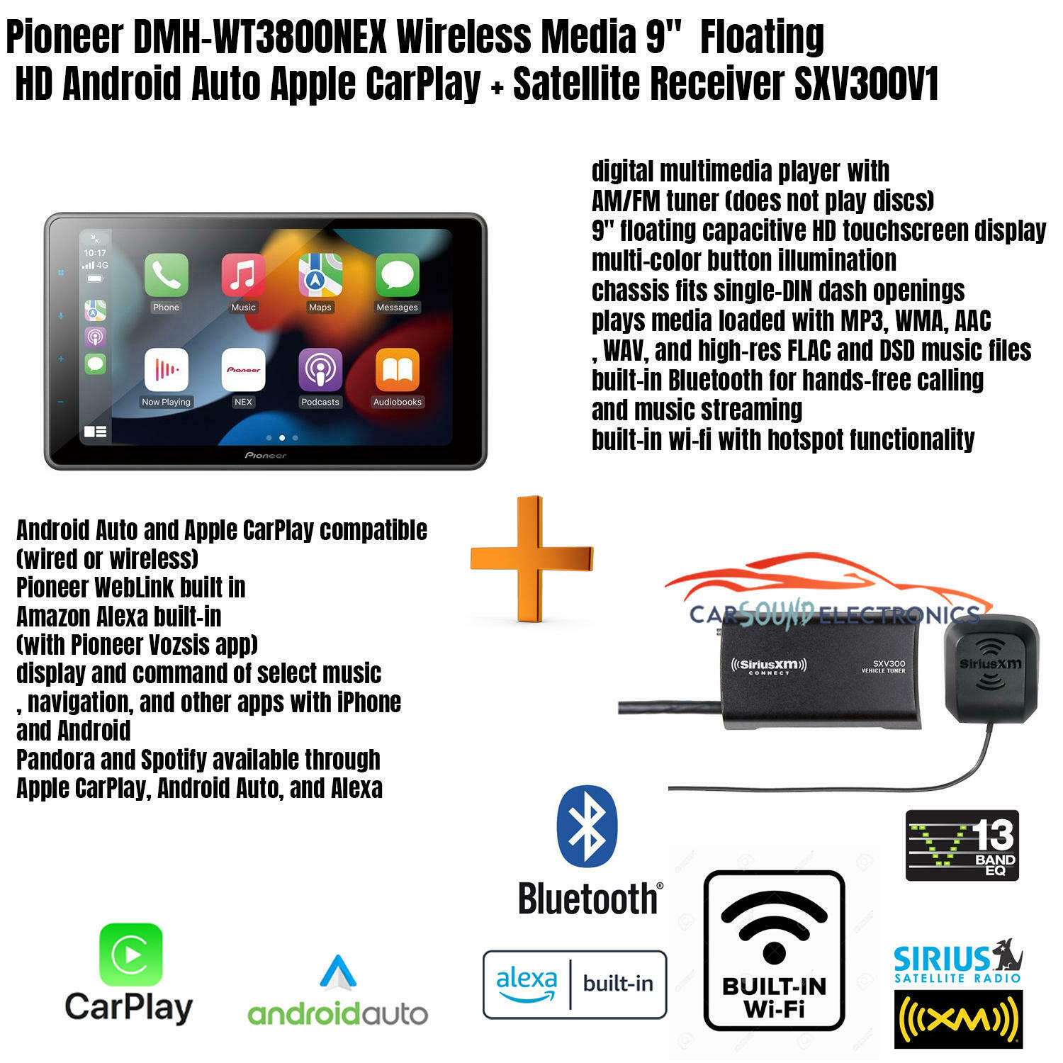 Pioneer DMHWT3800NEX 9" Android Auto, Apple CarPlay, Bluetooth