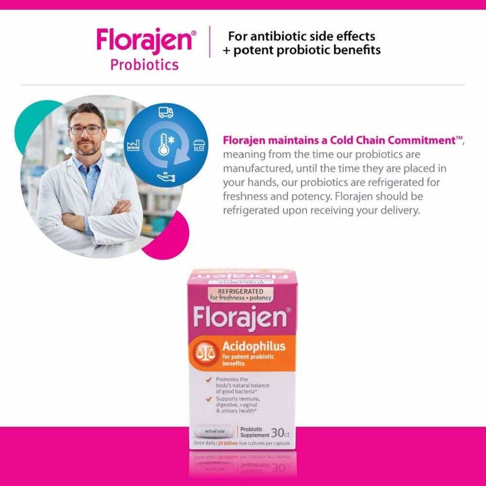 Florajen Acidophilus High Potency Refrigerated Probiotics Supports 90 Capsules Dietary