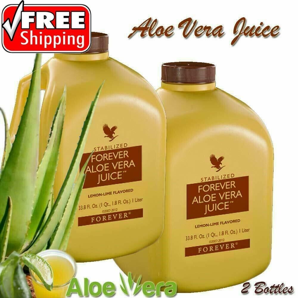 2 Bottle Forever Aloe Vera Juice 33.8 fl.oz Original Lemon Lime Flavor