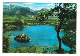 Slovenia Yugoslavia Lake Bled Island Panorama Birds Eye View Alps 4X6 Po... - $4.99