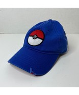 Nintendo Poke&#39;mon Poke&#39; Ball Patch Adjustable Blue Cap Hat Distressed Bill - $13.98