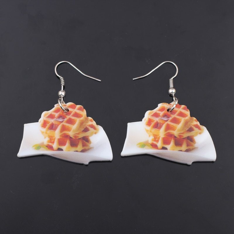 1 pair strawberry cookie food drop earrings colorful new cute lovely printing ac