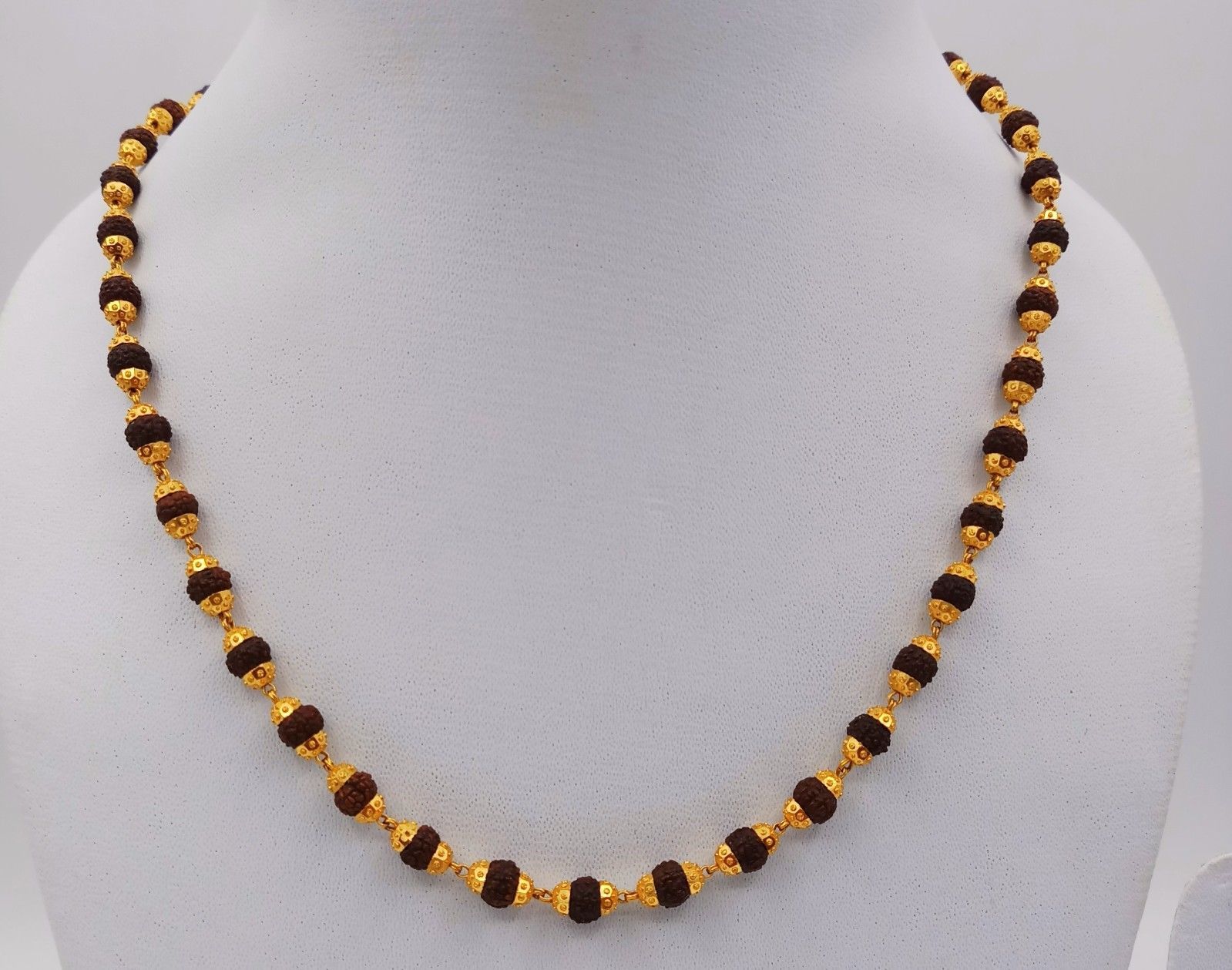 TRADITIONAL DESIGN 22K GOLD CHAIN NECKLACE GOLD & RUDRAKSH BEADS MALA