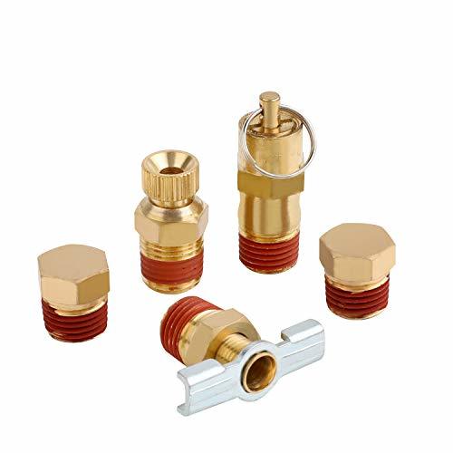 Hromee 5 Piece Compressor Air Tank Port Fittings Drain Valve Kit with