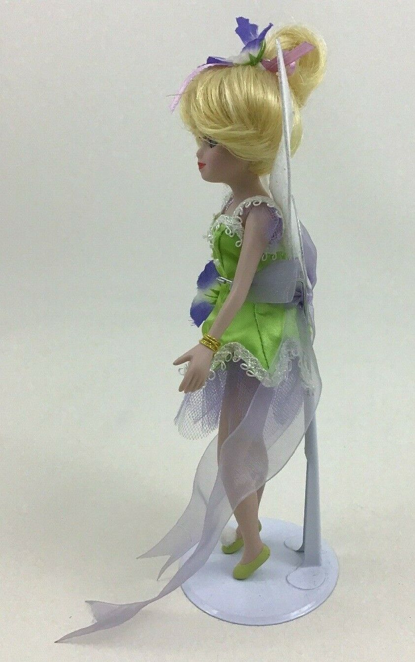 Tinker Bell Fairy Disney Princess Brass Key 9" Porcelain Doll with Stand 2003 Disney