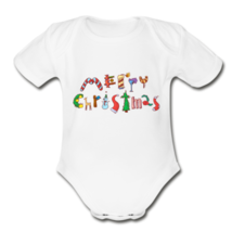 Merry Christmas Holiday Organic Baby Bodysuit One Piece - $19.99+