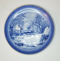 Currier &amp; Ives Collector Plate 8&quot; (THE FARMERS HOME WINTER) Blue, Japan - $4.33