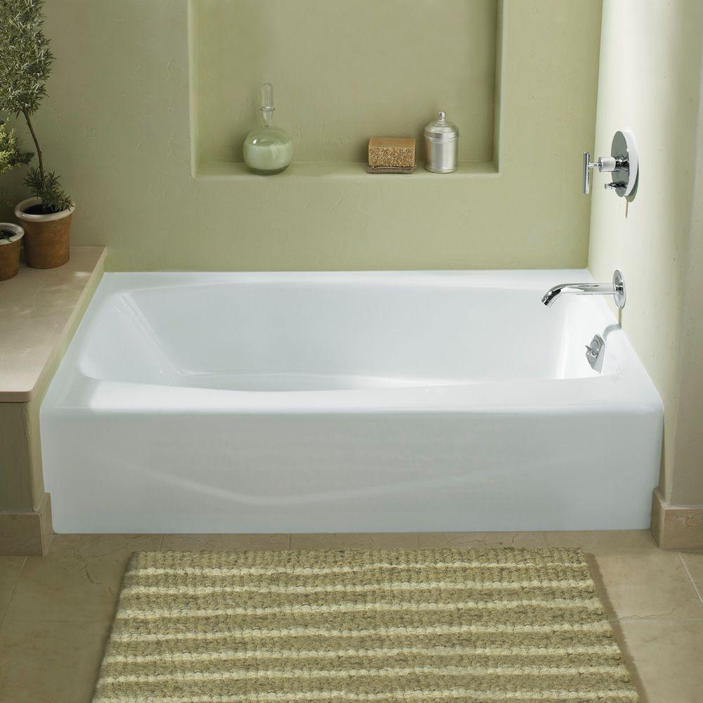 KOHLER Alcove Bathtub 5 ft. Builtin Flange Rectangular Cast Iron White Bathtubs