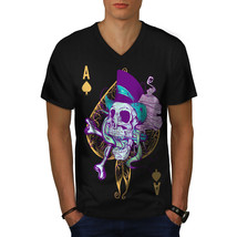 Ace Spade Card Skull Shirt  Men V-Neck T-shirt - $12.99