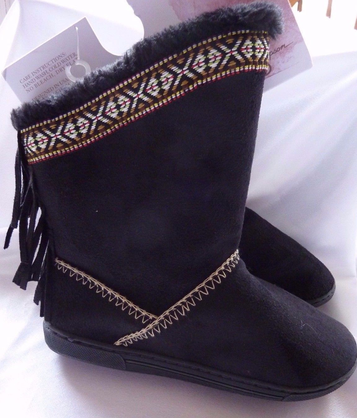Primary image for Jessica Simpson Boots Shoes BLACK Size S (5-6) Fringe Hippie Country Western NEW