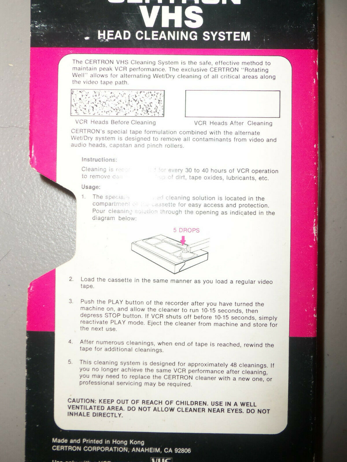 Vintage Certron VHS Head Cleaning System with Cleaning Fluid Dropper
