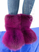 Double-Sided Fox Fur Boots For Outdoor Eskimo Fur Boots Arctic Boots Purple Fur image 2