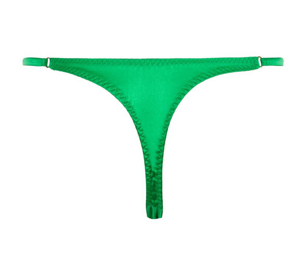 AGENT PROVOCATEUR Green Silk Mix Molly Thong BNWT - Panties