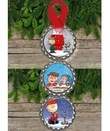 peanuts charlie brown snoopy bottlecap christmas ornaments tree decorations - £7.20 GBP
