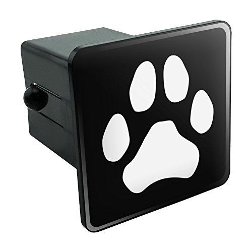 Paw Print Dog Cat White on Black Tow Trailer Hitch Cover Plug Insert 2