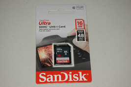 SanDisk Ultra SDHC UHS-I 16 GB Class 10 Flash 48MB/s Memory Card New Retail Pack - $9.41