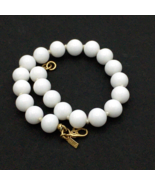 MONET vintage knotted bead bracelet - white glass gold-tone sister clasp 8&quot; - $20.00