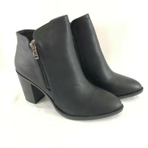 Top Moda Womens Ankle Booties Boots Faux Leather Zipper Block Heel Black 8.5 - $33.85