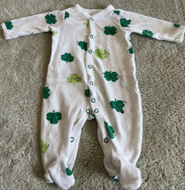 Carters Boys White Green Shamrock St Patricks Day Long Sleeve Pajamas 3 Months  - $6.37