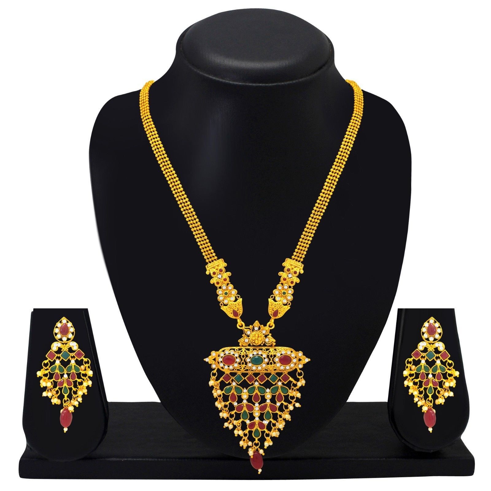 Beautiful Designer Gold Tone Multi Color Indian Kundan