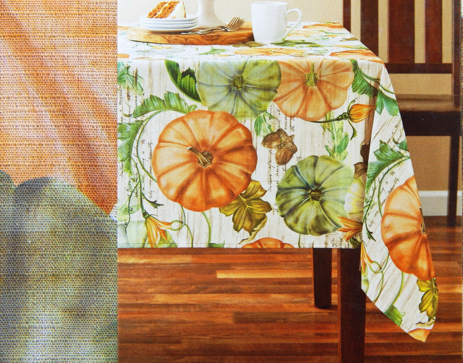 Fall Pumpkins Acorn Fabric Tablecloth 52x70 Rectangle Autumn